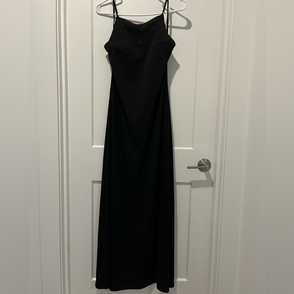 Rampage Beaded Black Floor Length Dress